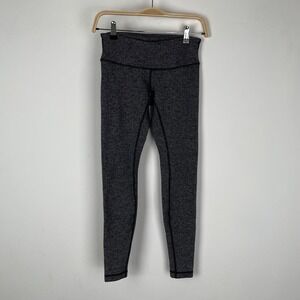Lululemon Wunder Under Herringbone High Rise Leggings Gray Black Size 4